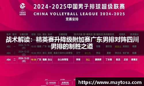 战术解读：精英赛升降级附加赛广东男排对阵四川男排的制胜之道