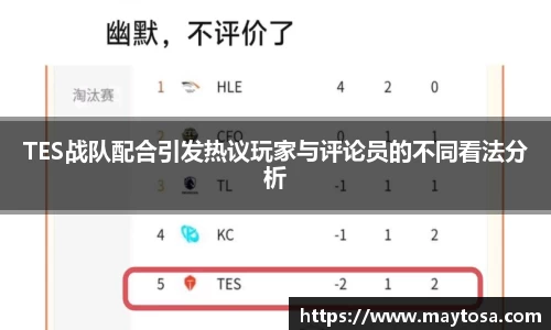 TES战队配合引发热议玩家与评论员的不同看法分析